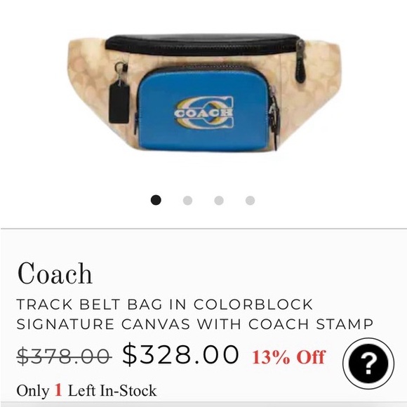 Coach Track Belt Bag Colorblock Signature with Coach Stamp - Picture 1 of 4